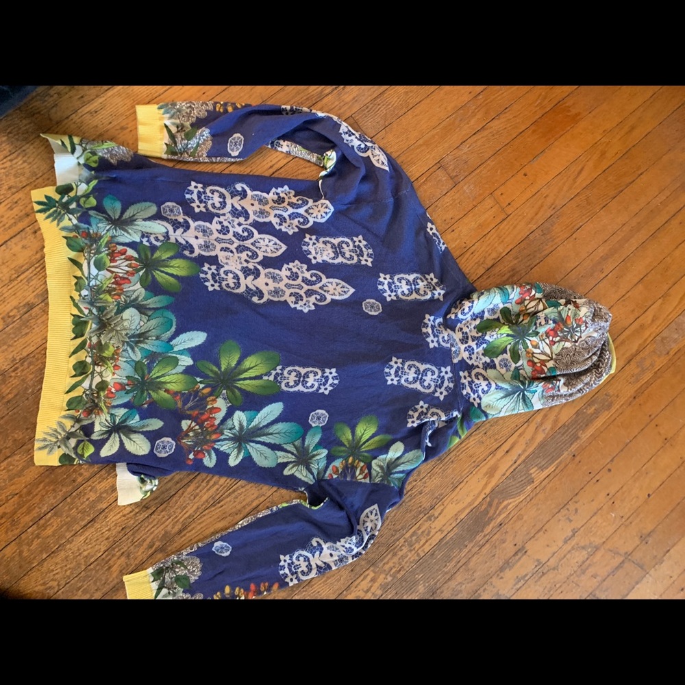 Johnny Was Lace Flora Cropped Hoodie XS